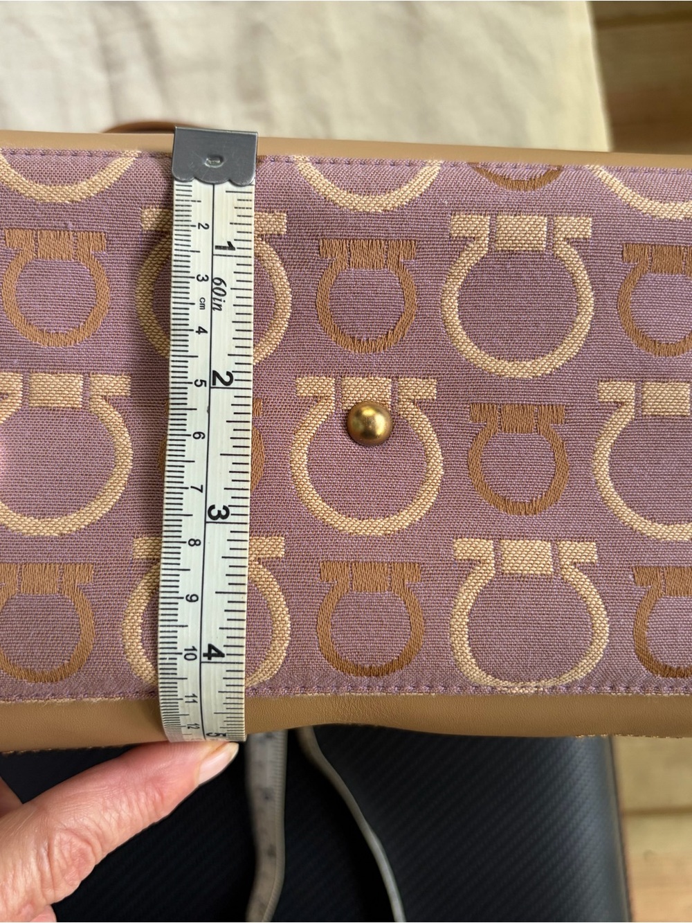 Rare Salvatore Ferragamo Lilac and Tan Gancini Logo Tote - Picture 12 of 14